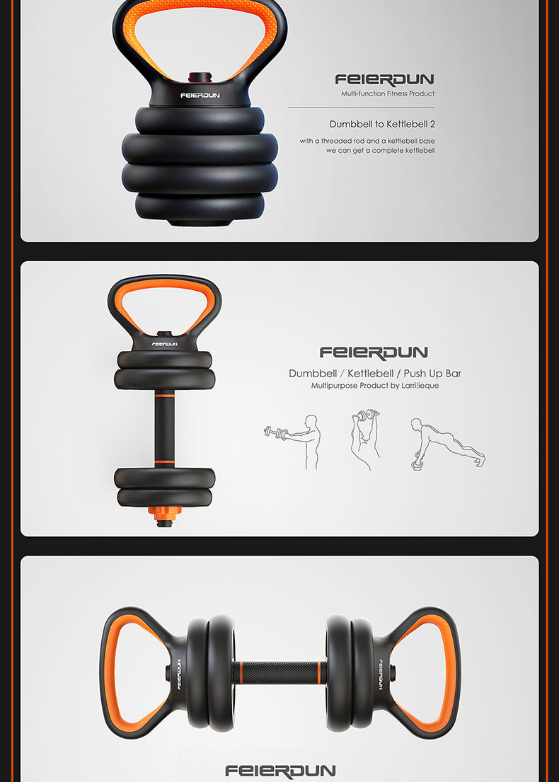 6 In 1 Gym Equipment Cheap Dumbbell Sets Adjustable Kettlebell Barbell Bar Dumbbell Set