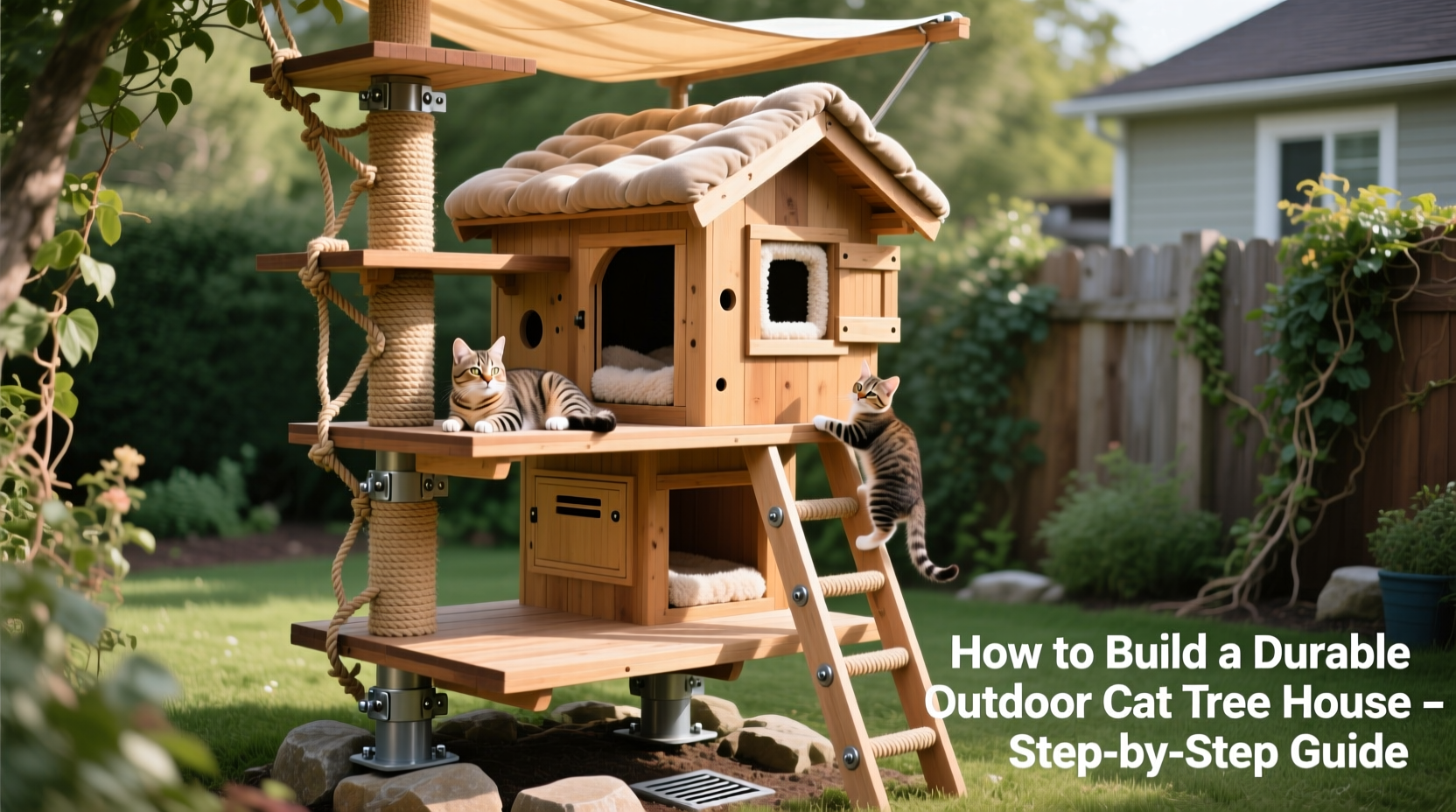 creative guide how to build a durable and cozy outdoor cat tree house for your feline friend