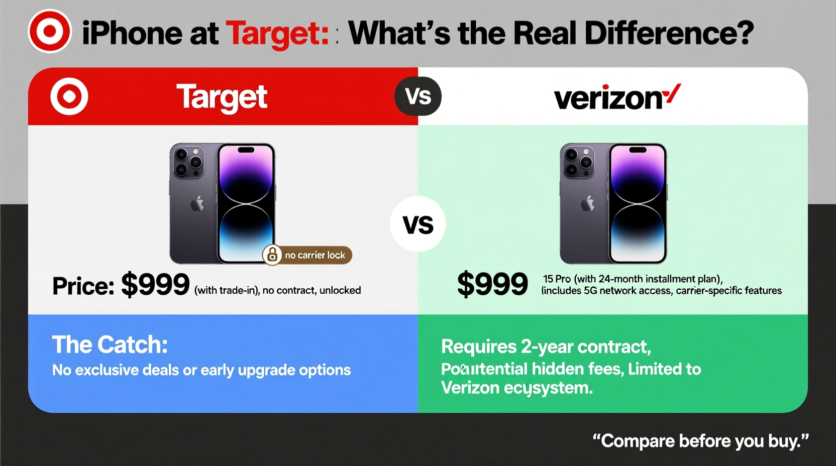 is buying an iphone at target the same as getting it from verizon whats the catch