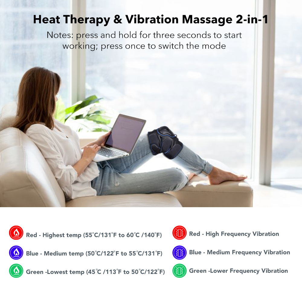 Hailicare  Physiotherapy Knee Arthritis Elbow Pain Rheumatism Vibration  Infrared Heated Therapy  Knee Massager