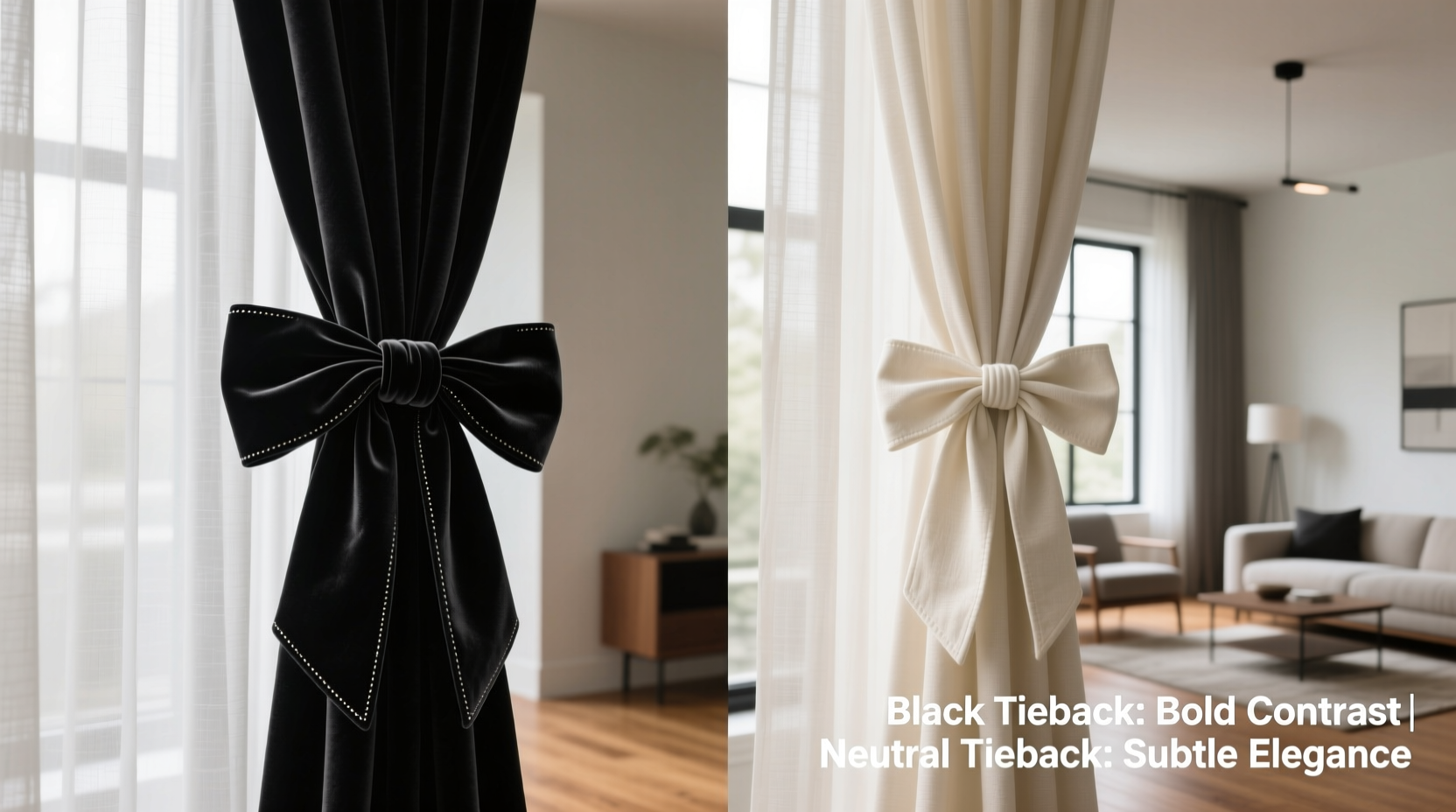black vs neutral tie backs which curtain accessory looks best and why