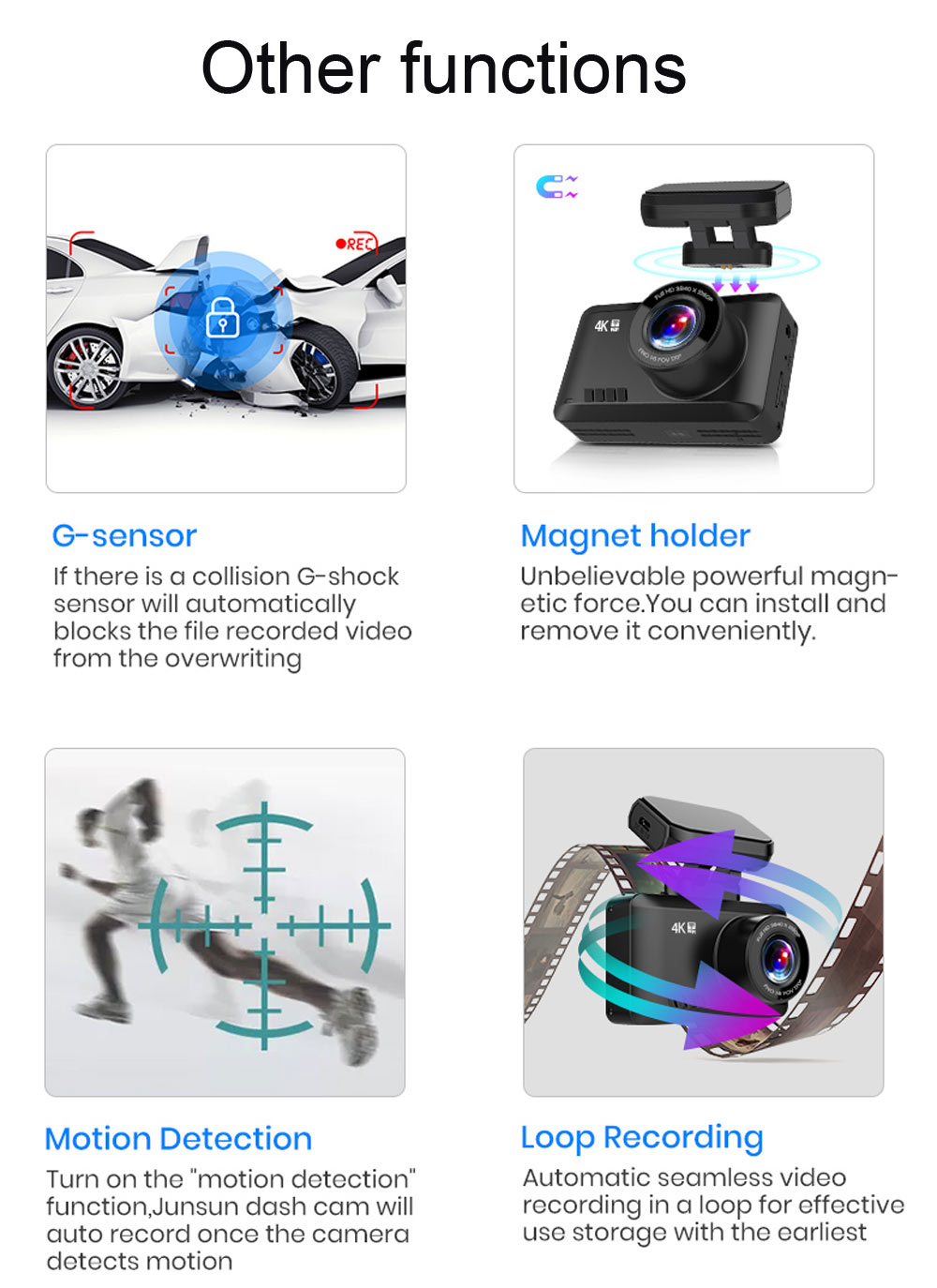 Best Full HD 4K Driver Dashboard Camera WIFI GPS Logger with 1080P Reverse Camera