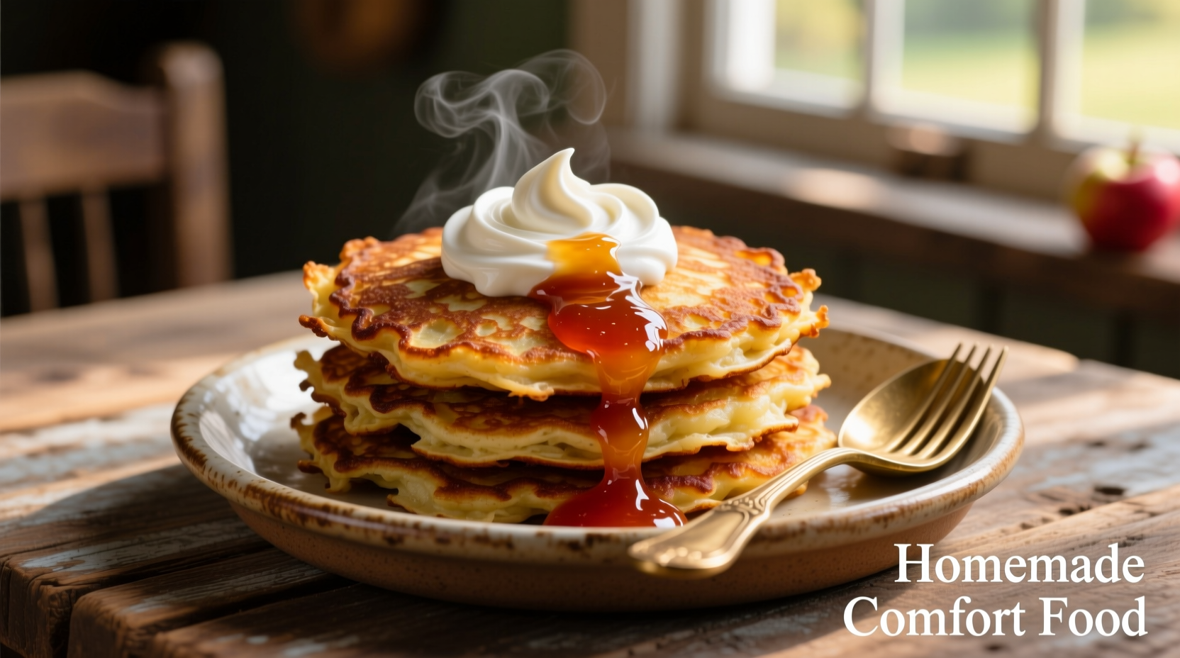 Potato pancakes with applesauce and sour cream
