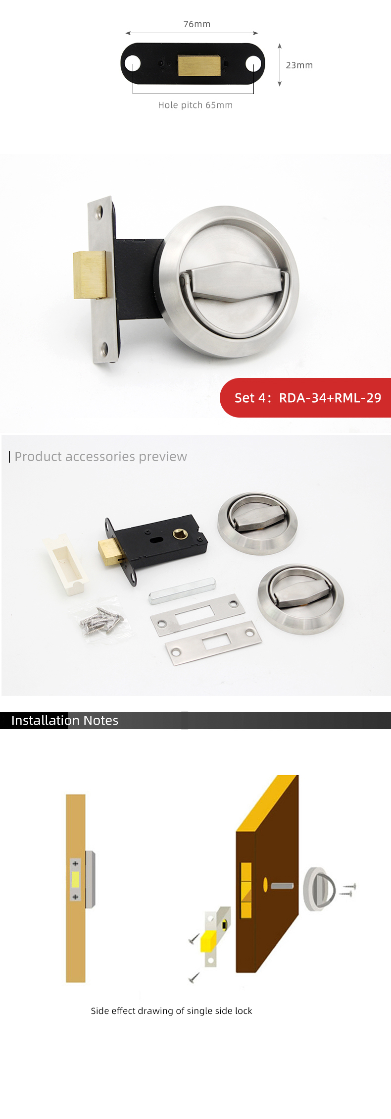 Set 2 Chiavistelli Per Porte In Acciaio Inox - 4 Pollici, Nero, Con Viti, Per Armadi E Cancelli - Foto 8