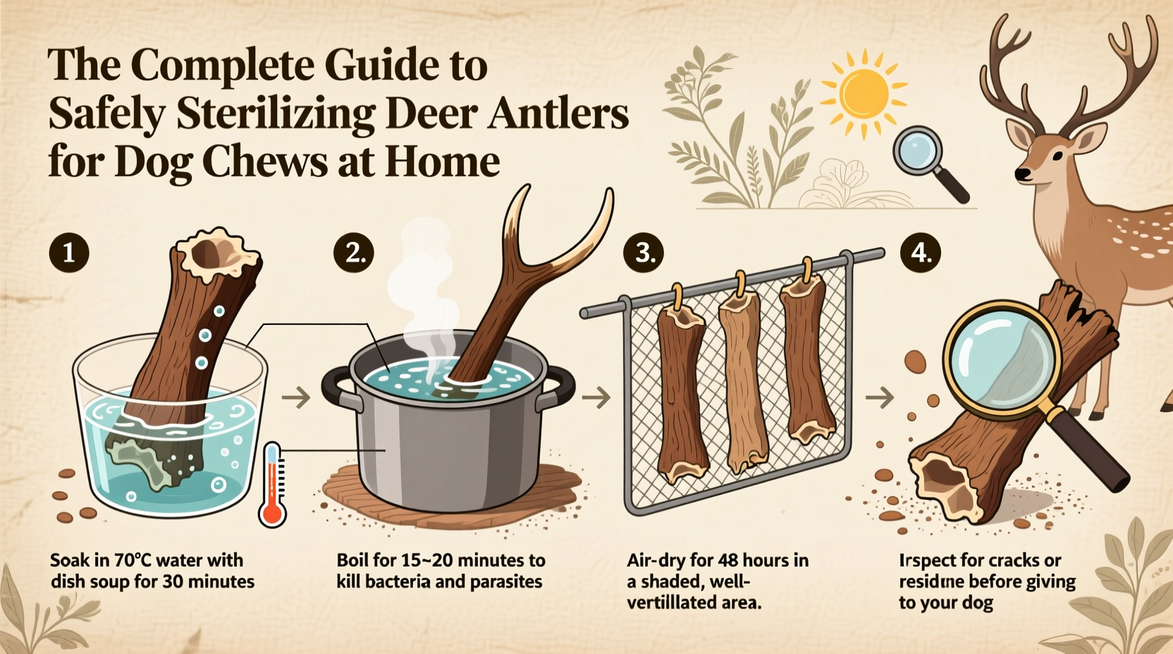 the complete guide to safely sterilizing deer antlers for dog chews at home