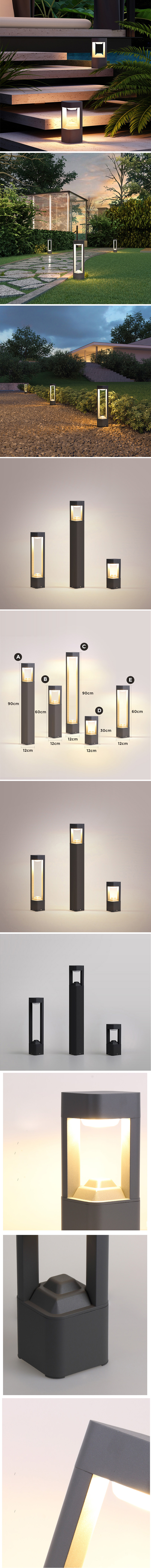 pillar 12w led garden light fitting/outdoor led lamp/lawn light