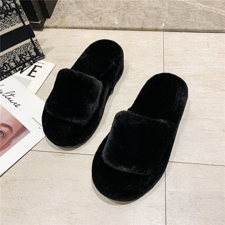 Winter Warm Slides Home Flat Sandals Female Bedroom Plush Slippers for Women Wholesale