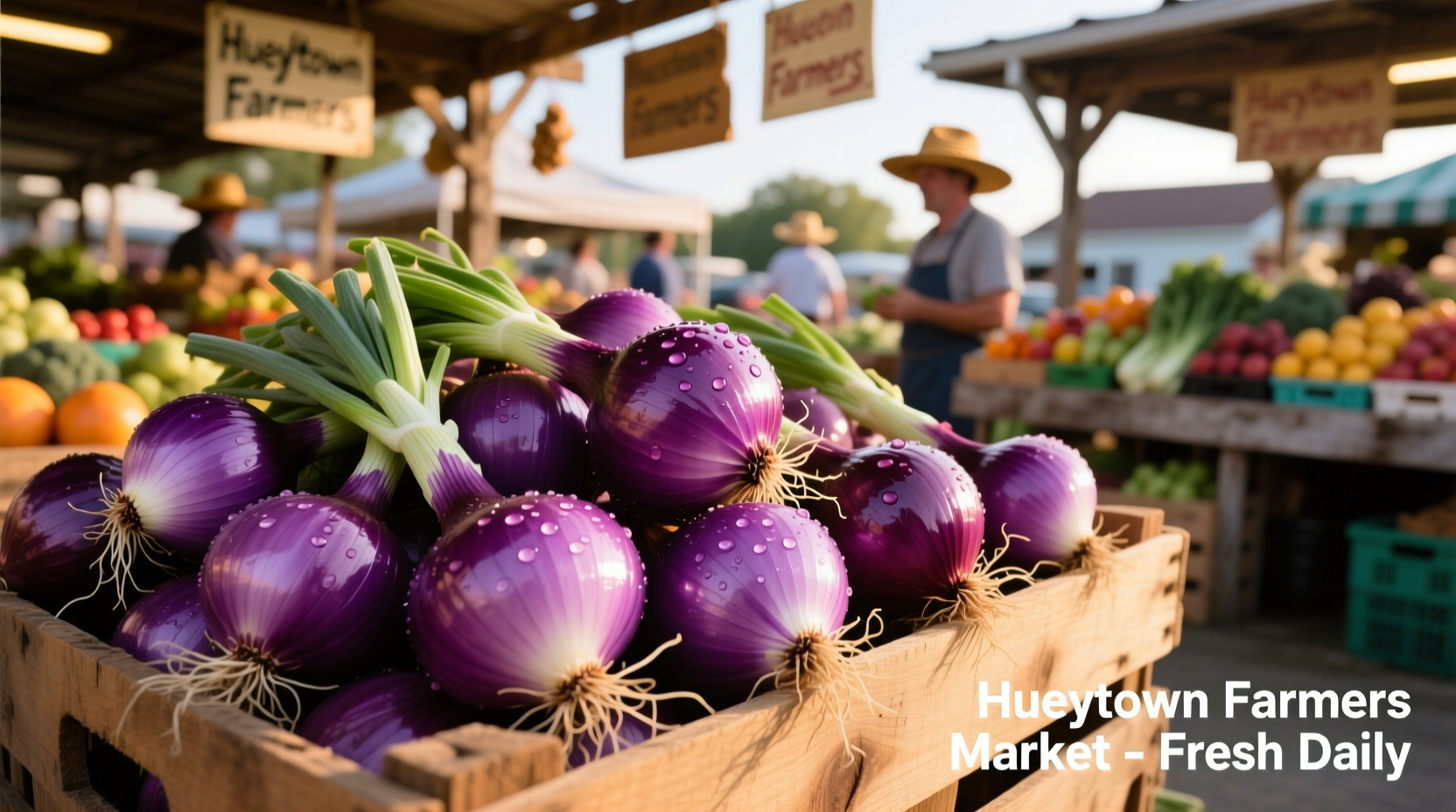 Fresh purple onions at Hueytown Farmers Market