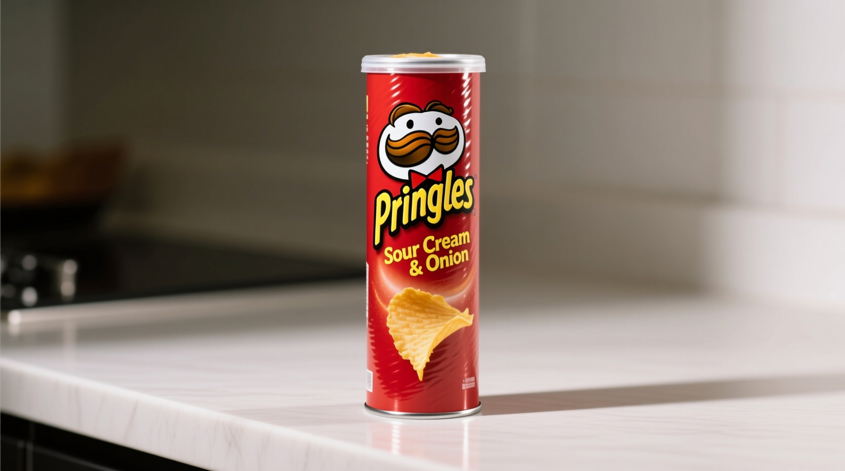 Pringles Sour Cream & Onion chips in a red tube