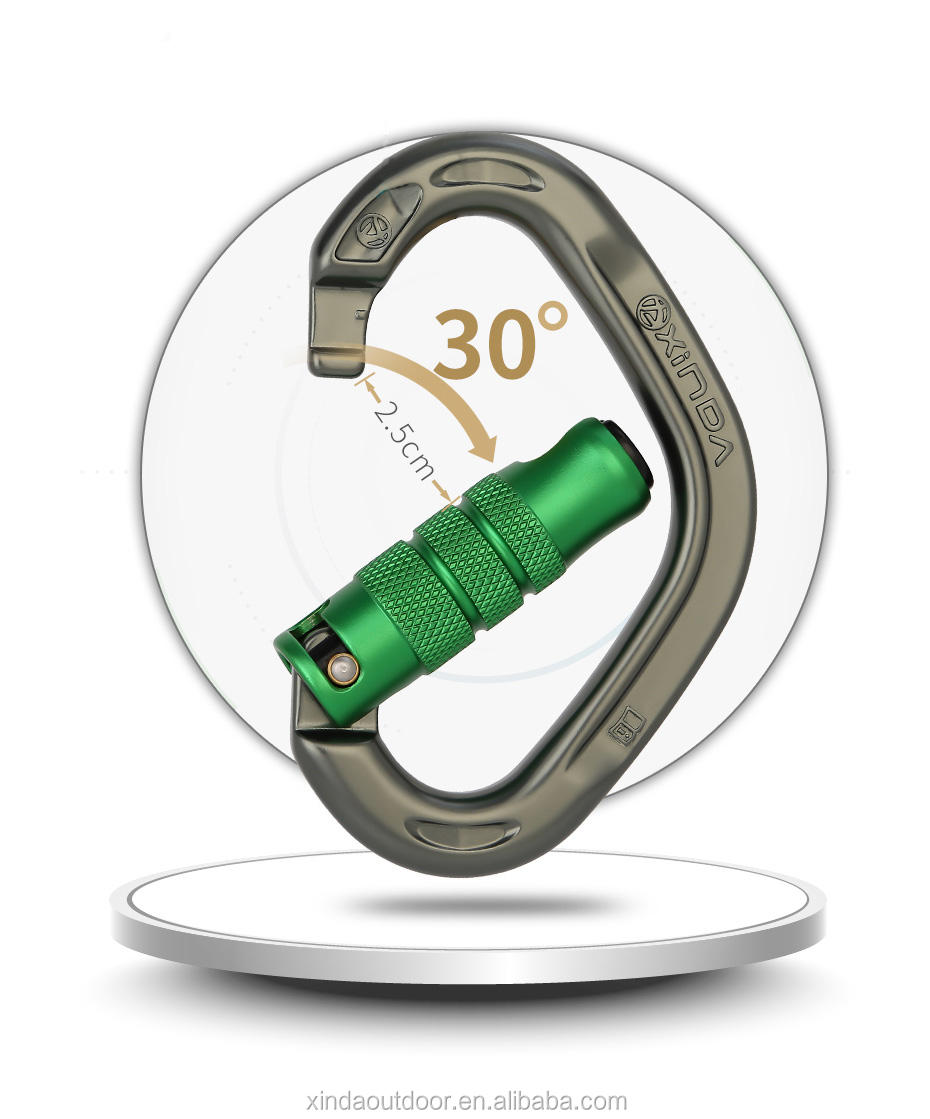 XINDA 22kn 7075 Aluminum Half-Circle Triple Locking Carabiner for