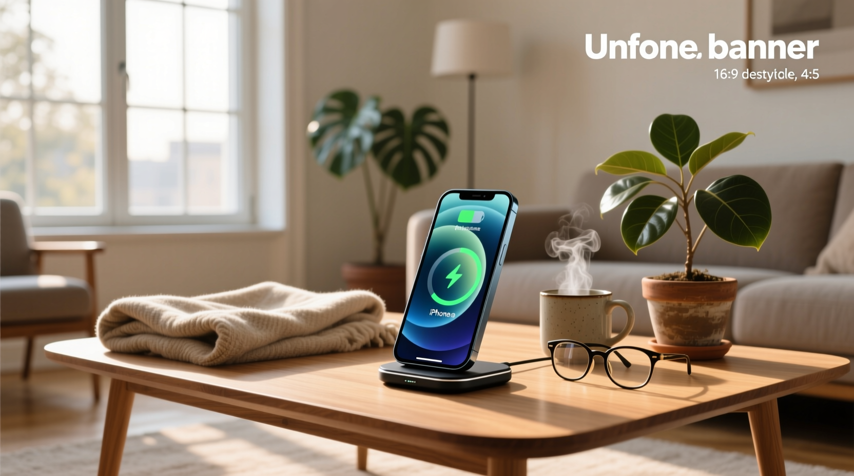 Wireless charger for iPhone 12 shown next to multi-cable station