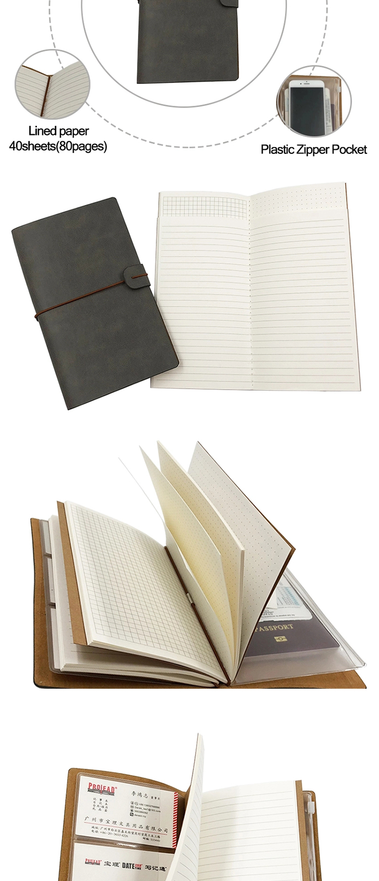 2023 High Quality Handmade Leather Vintage Travel Journal with Refillable for Taking Notes