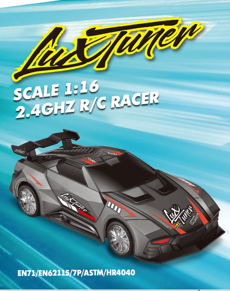 Scale 1:16 2.4Ghz RC Car with Full Body LED Light-Up Color Flashing Mode Remote Control Racer for Kid