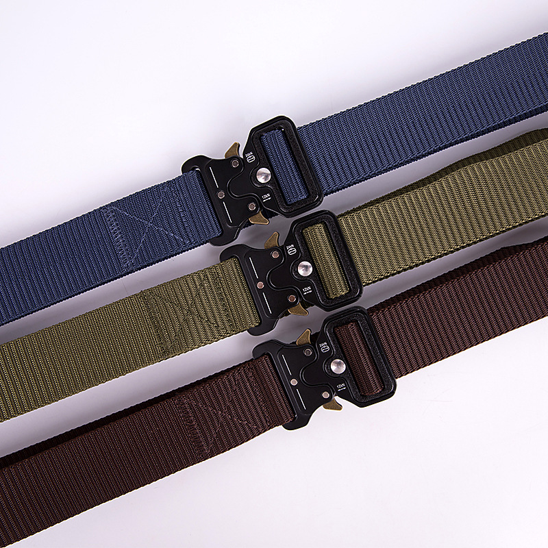 Tactical Belt Men's Nylon Fabric Outdoor Combat Metal Buckle Woven Belt Hunting Hiking Sports Fabric Belt