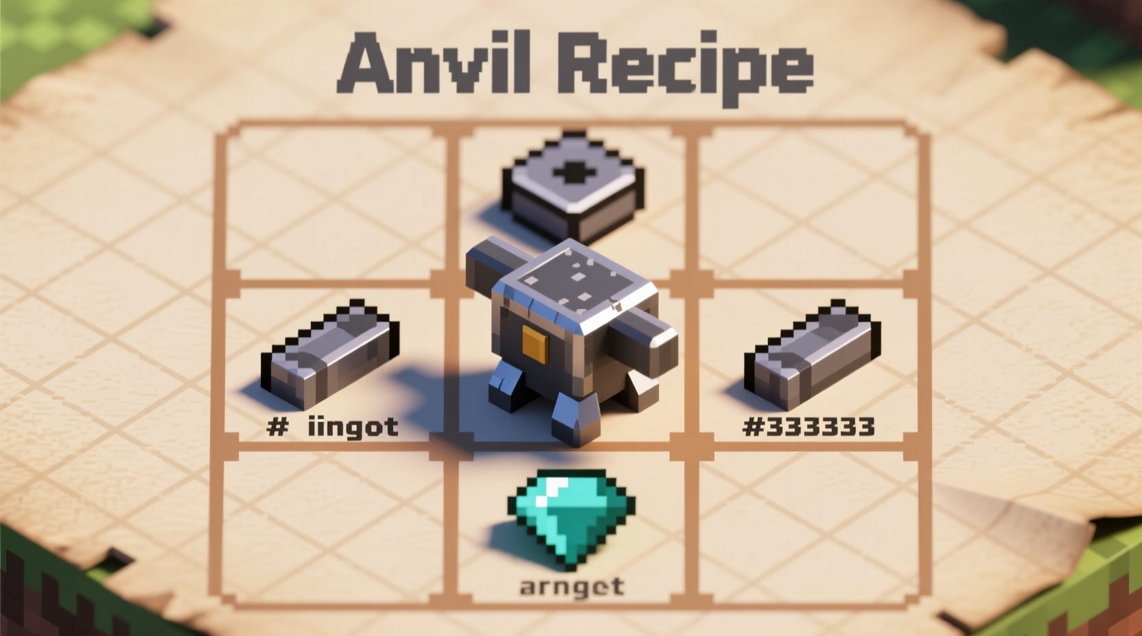 Correct 3x3 grid layout for Minecraft anvil recipe