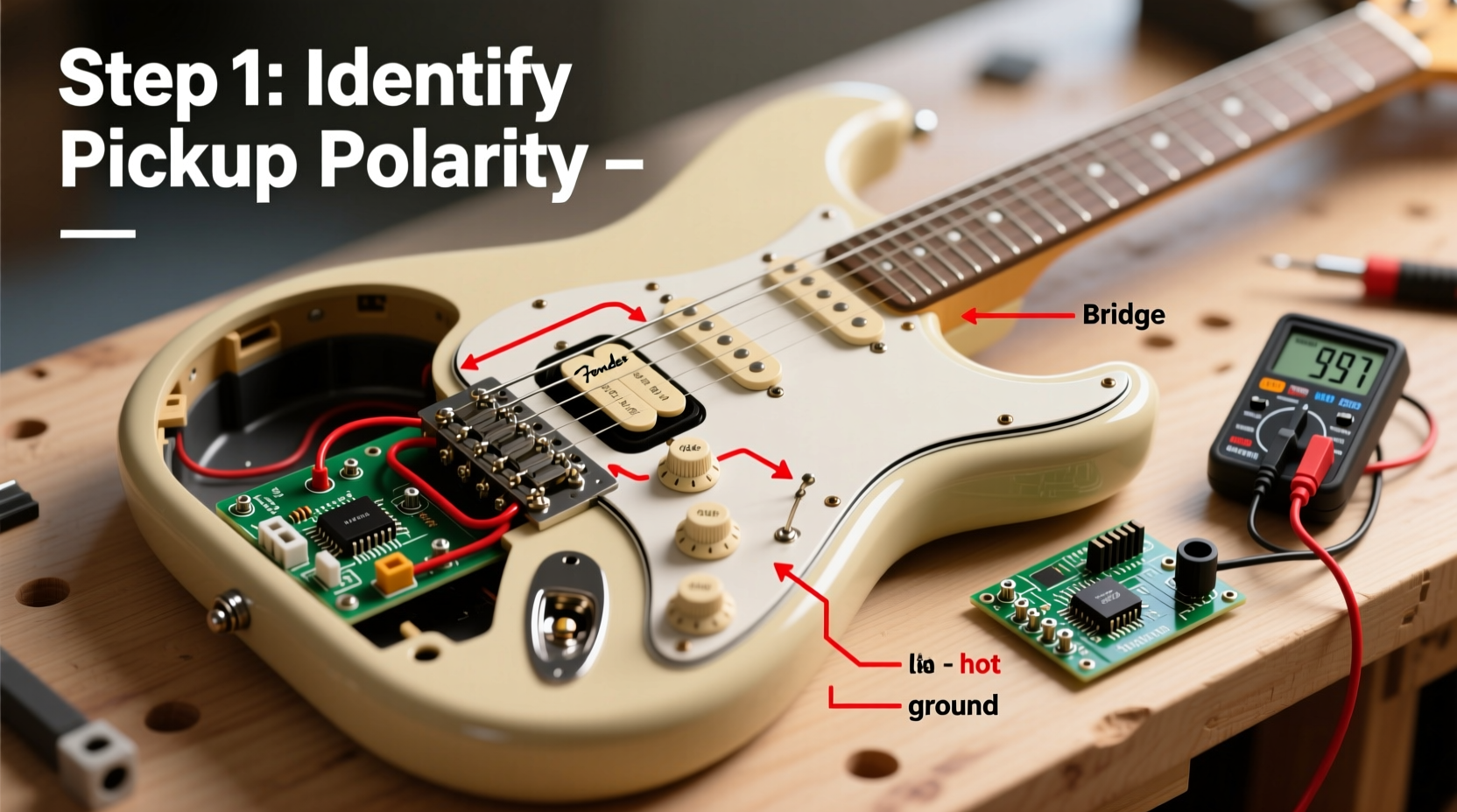 Custom guitar pickup installation on a Fender Stratocaster: step-by-step wiring guide for beginners (no soldering alternatives included) 2026