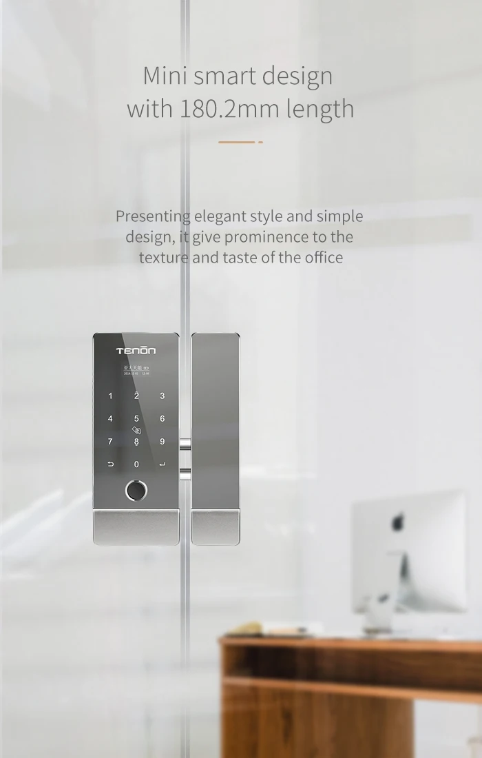 TENON K5 Remote Control Digital Fingerprint Lock Automatic Smart Glass Door Lock