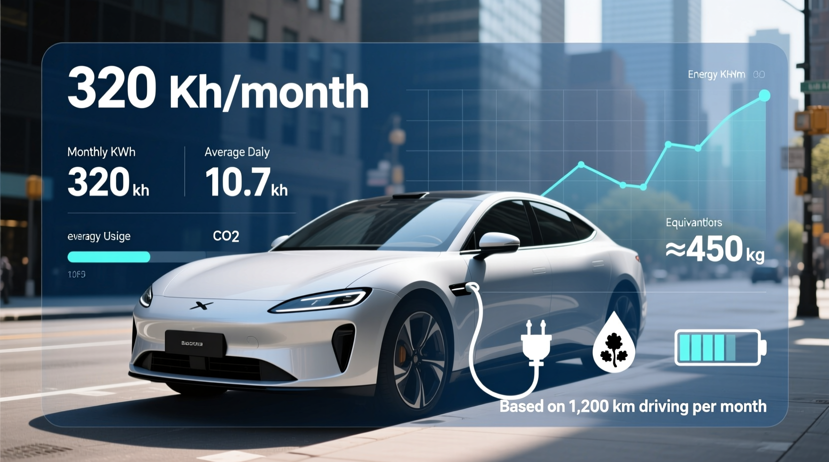 how much electricity does an electric car use per month