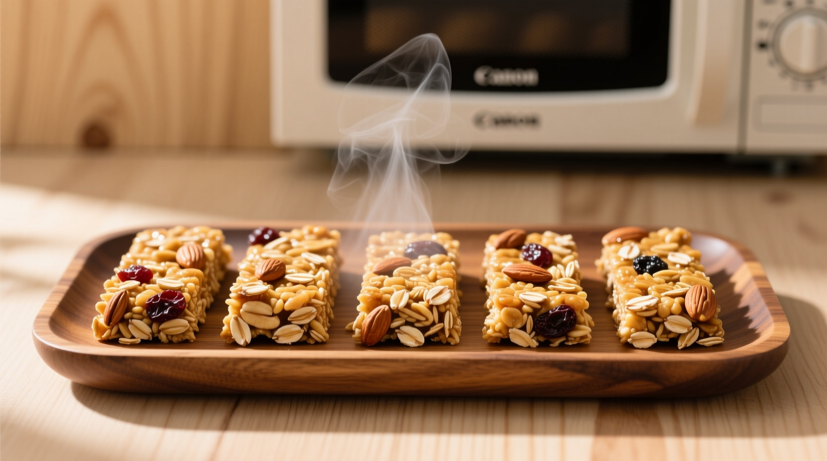 microwave crunchy granola bars to keep them from crumbl