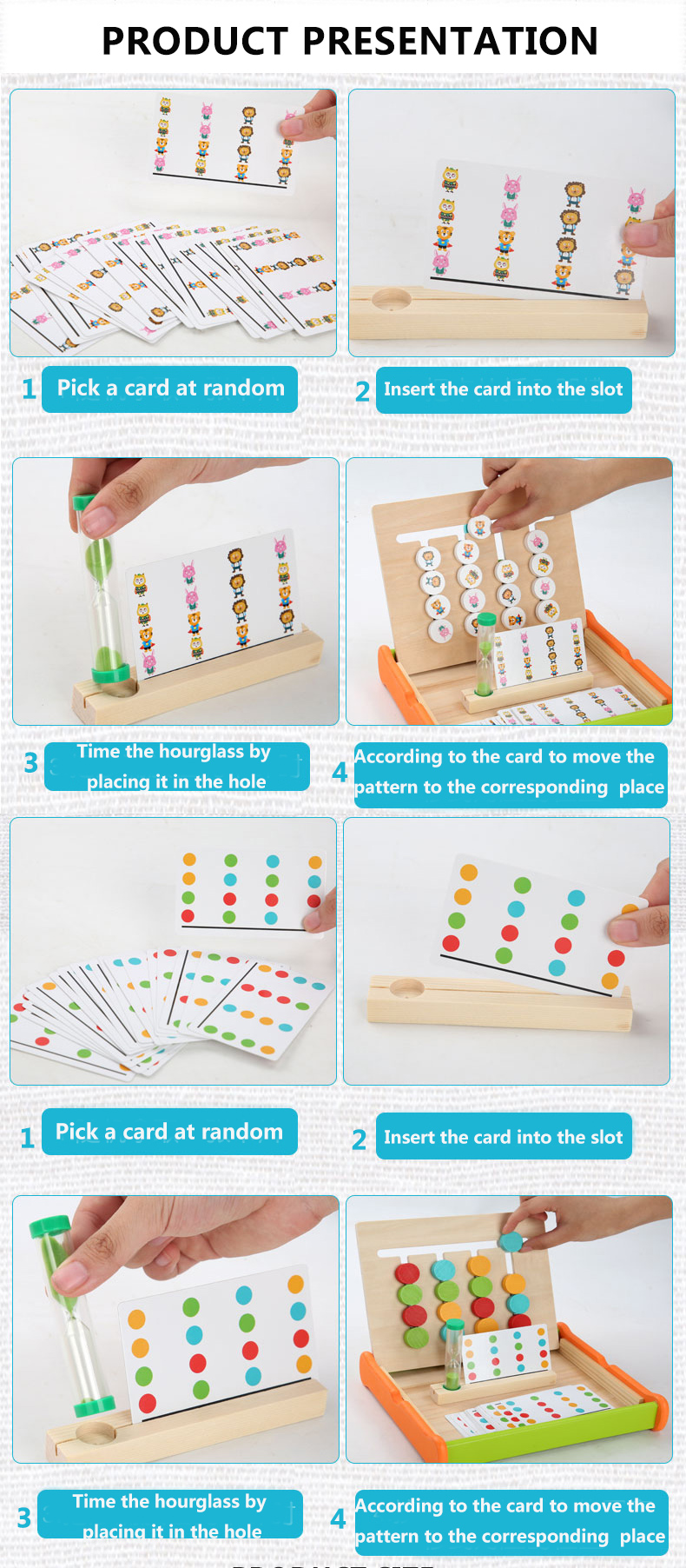 Wooden Puzzle Game Toys & Color Cognition Enlightenment Toys New Designed Developing Kids Animal Style Four Color Color Box