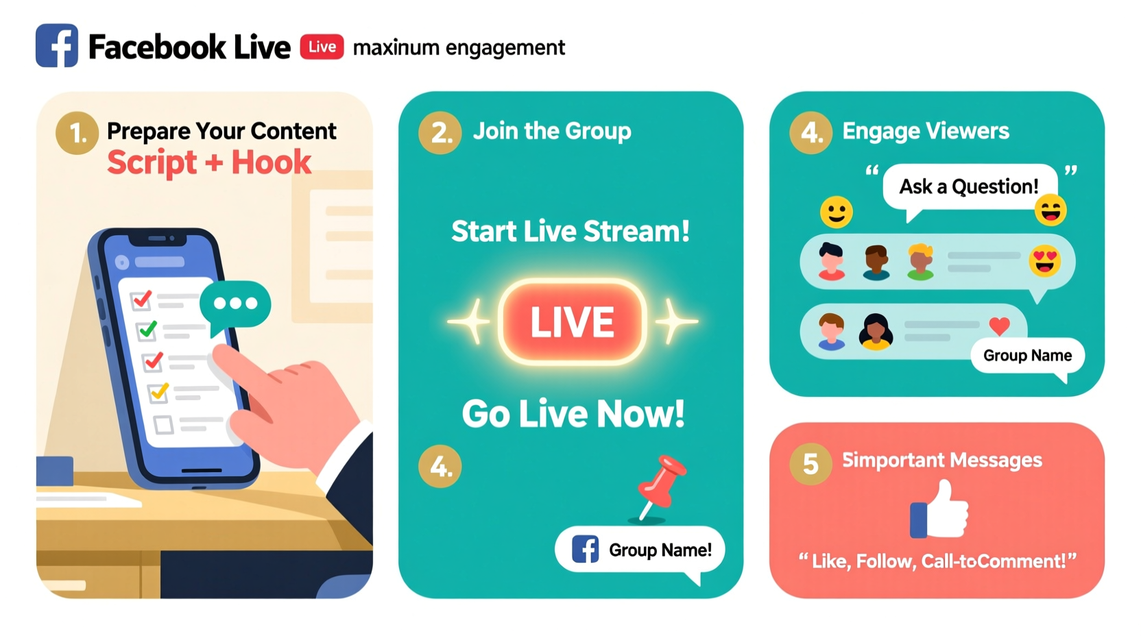 step by step guide to going live on facebook in a group for maximum engagement