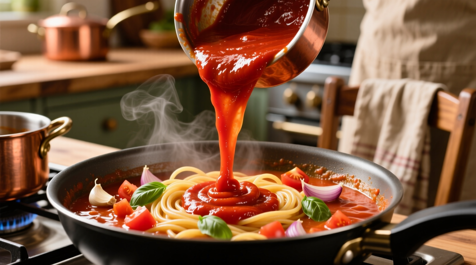 tomato paste into pasta sauce
