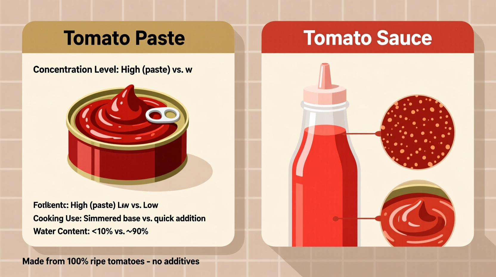 difference between tomato paste and tomato sauce