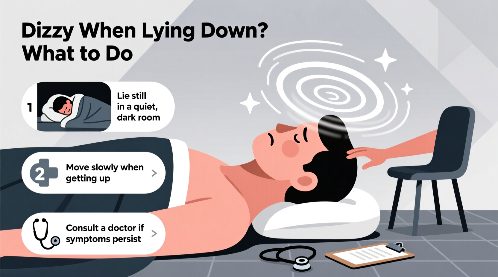 dizzy when lying down causes symptoms what to do