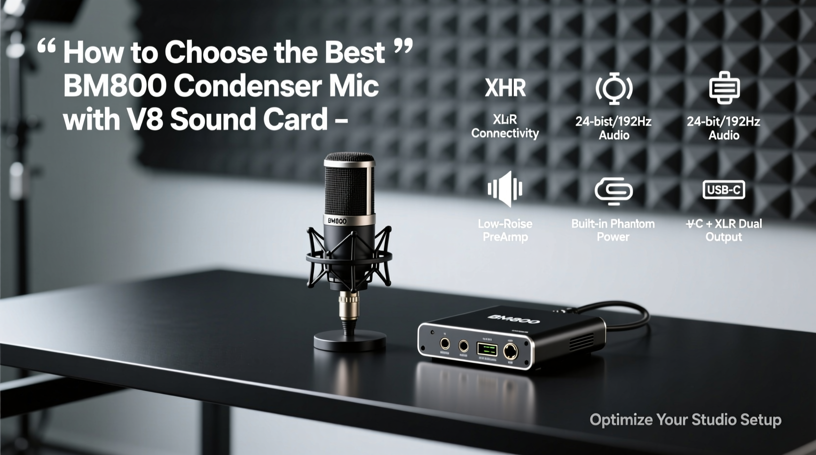 bm800 condenser microphone with v8 sound card