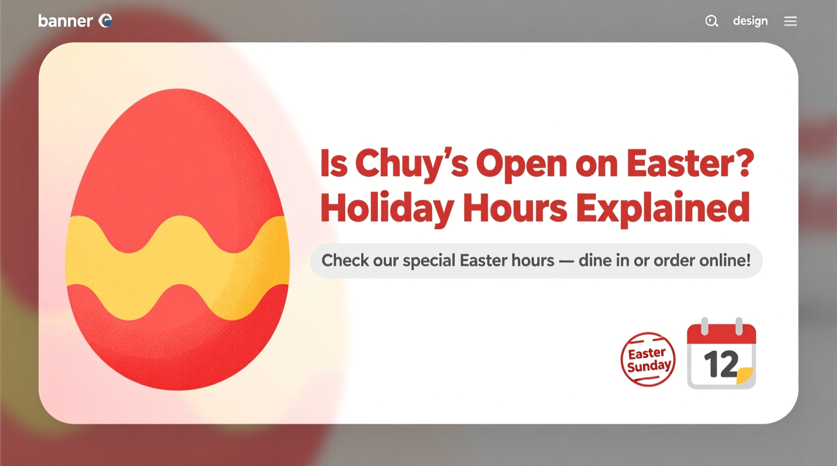 is chuys open on easter