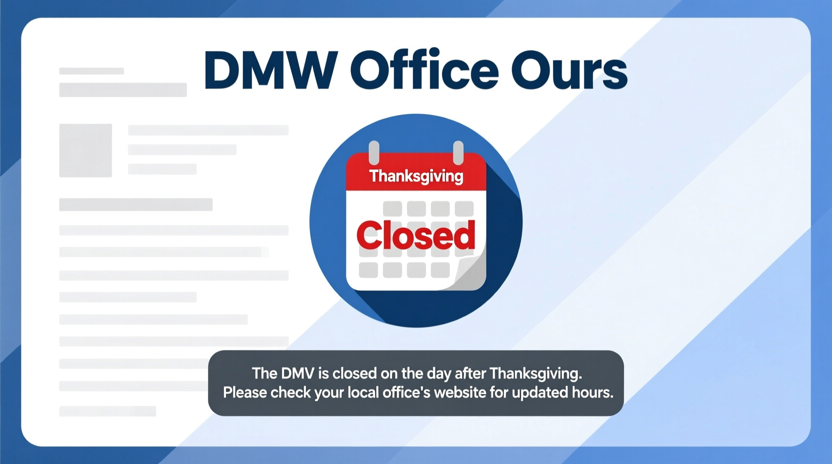 is the dmv open on the day after thanksgiving