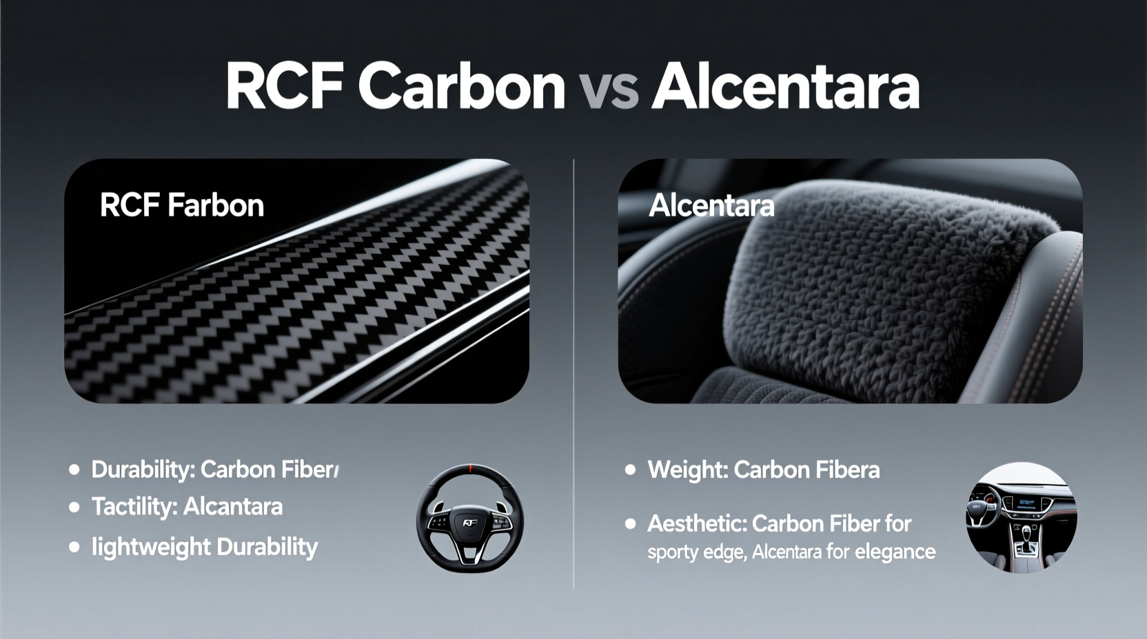 RCF Carbon vs Alcantara: Key Differences & Best Use Cases