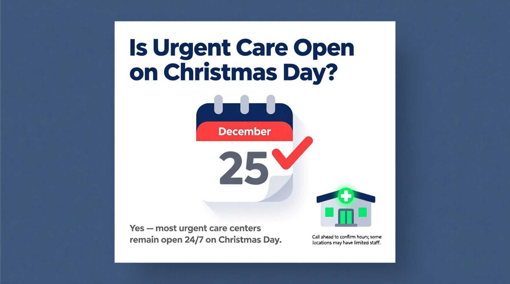 is urgent care open on christmas day