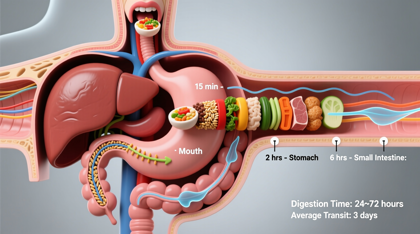 how long is digestion of food