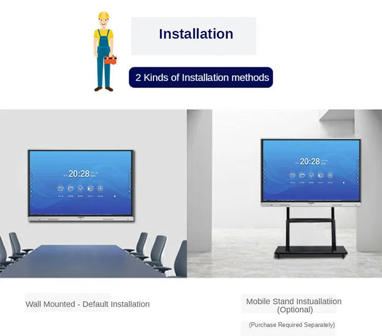 4K Smart Boards White Board Glass Eshare I3 Meeting Panel 75 Promethean Whiteboard Interactive Flat Display