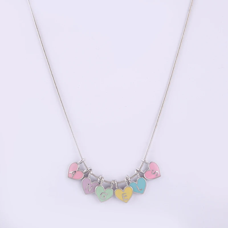 JOJO Wholesale Custom DIY Metal Alloy Letter Enamel Angels Pendant Children's Necklace from Vietnam