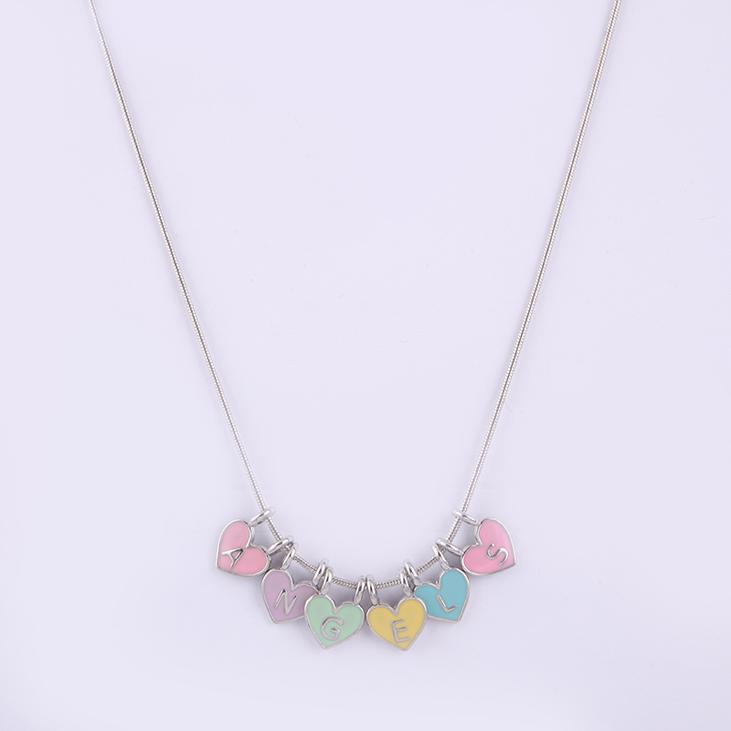 JOJO Wholesale Custom DIY Metal Alloy Letter Enamel Angels Pendant Children's Necklace from Vietnam