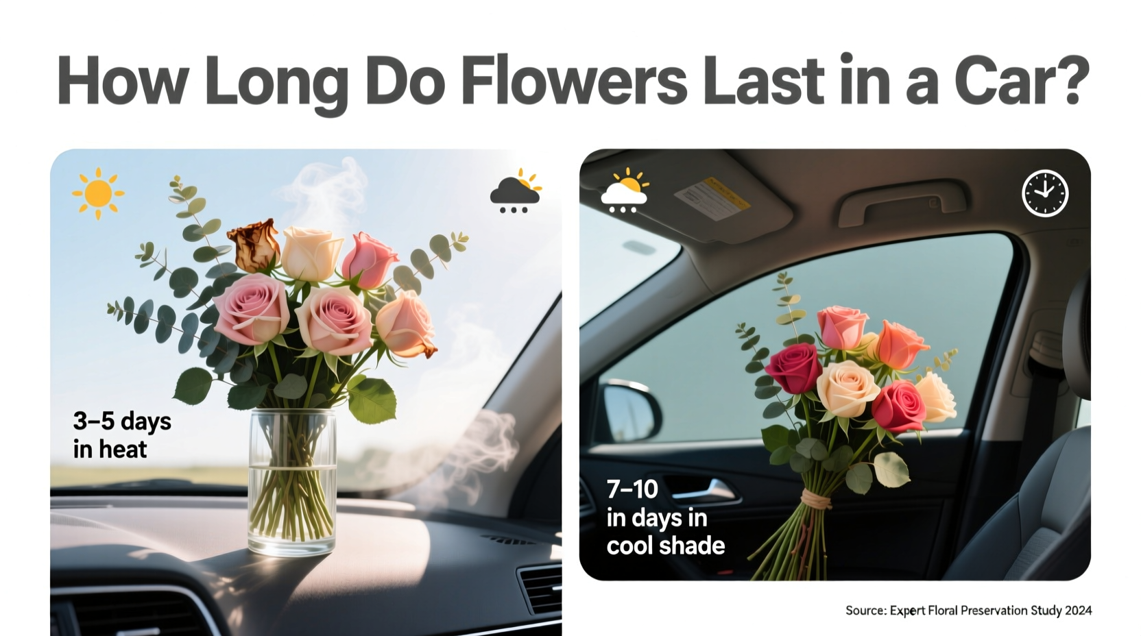 how long do flowers last in a car
