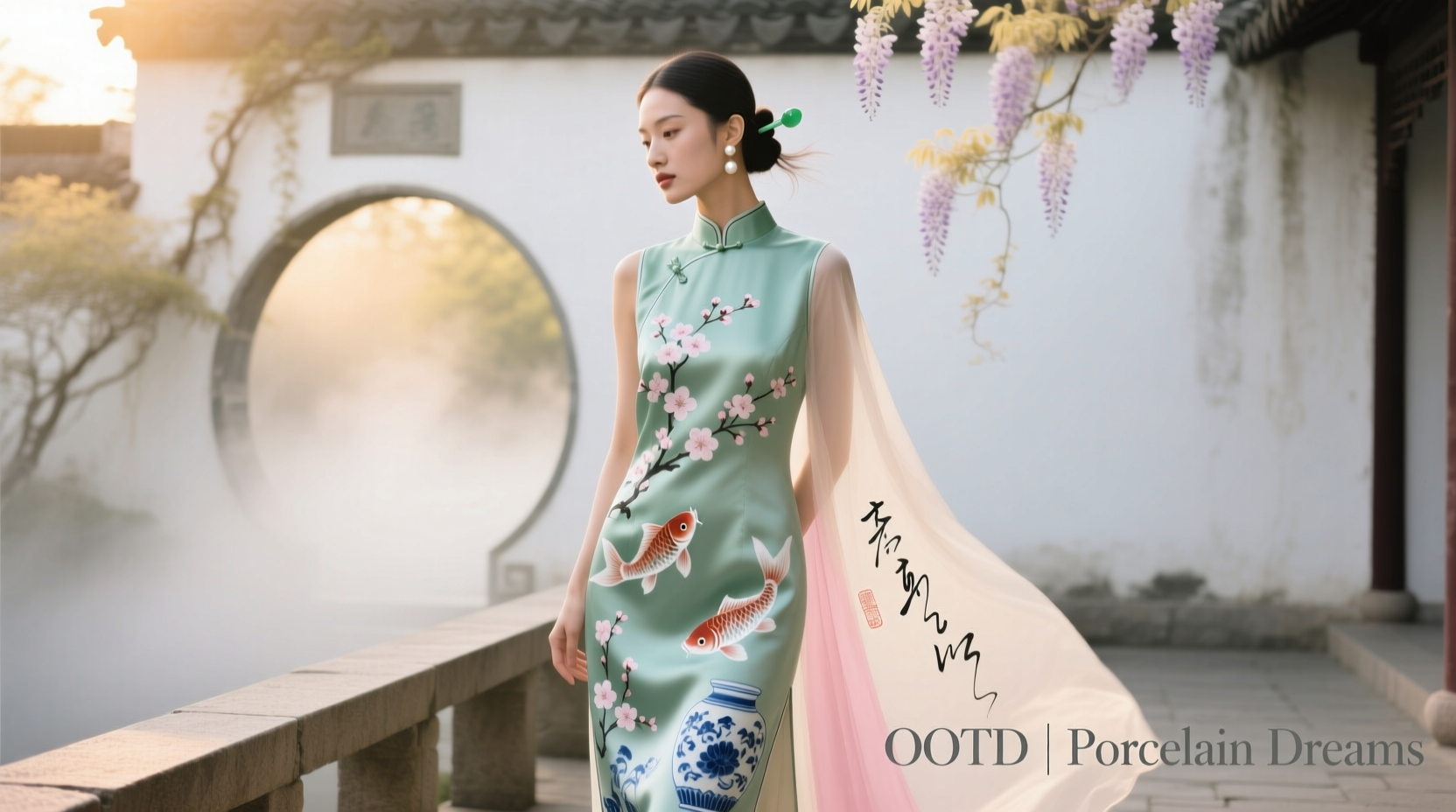 porcelain print dress ootd cxpohfx