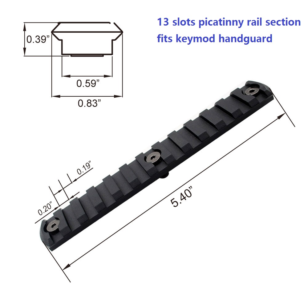 Aplus Black Keymod picatinny rail sections kit fits key mod handguard rail mount system - Optional 5,7,9,11,13 Slots