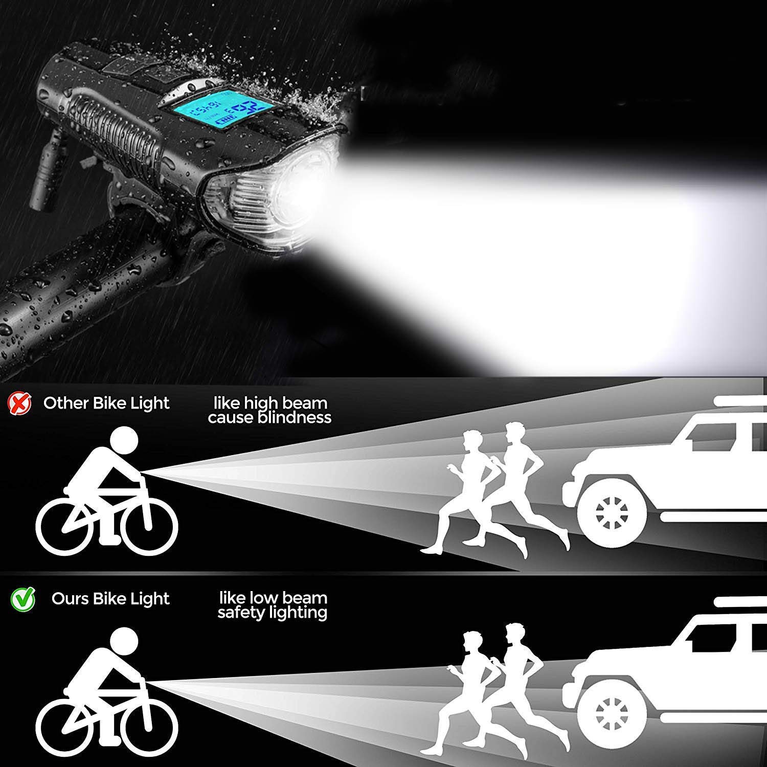 USB Bicycle Horn Light Battery Lamp & Bike Computer 6 Horn Flashlight Speed meter Bicycle Light
