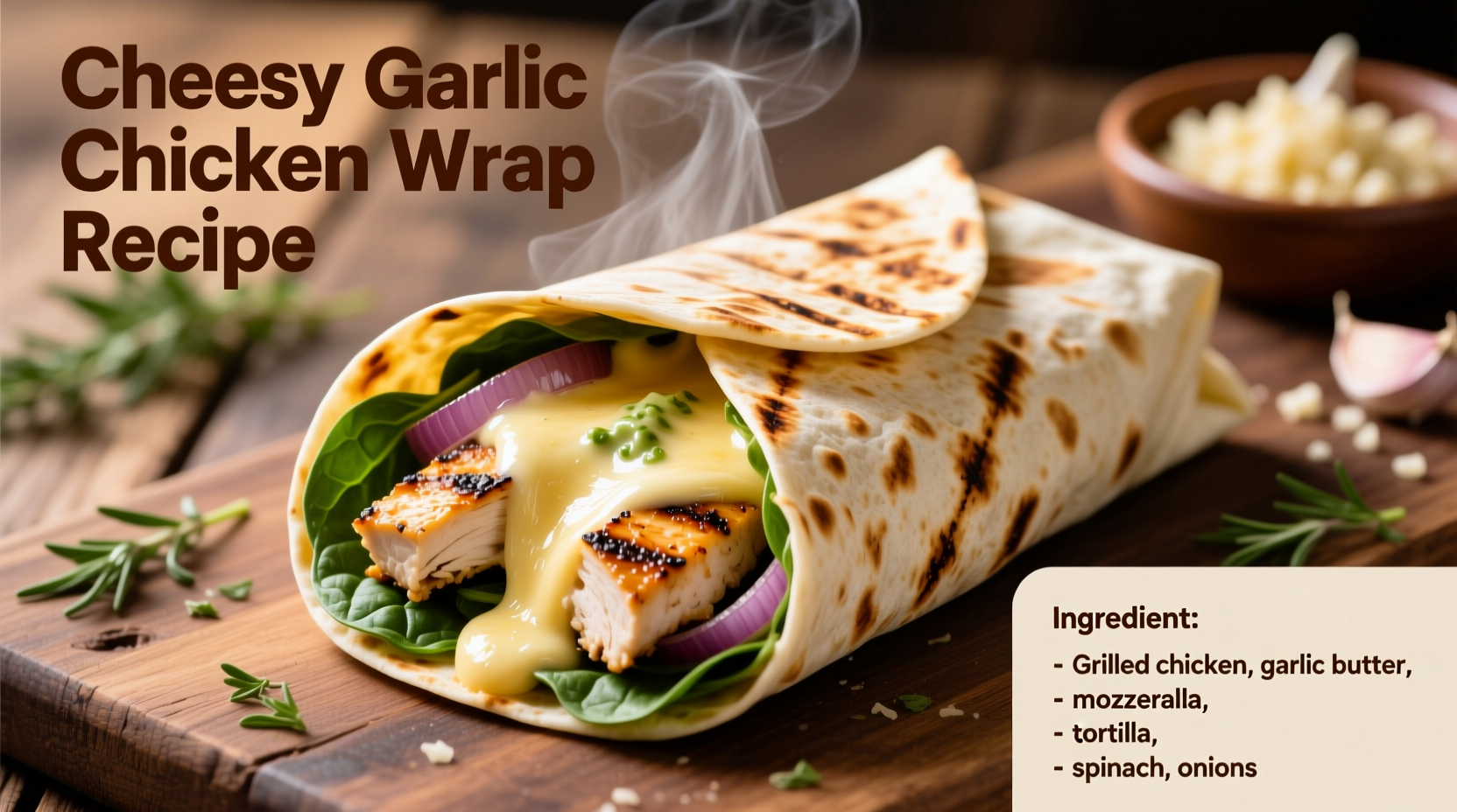 Perfect Cheesy Garlic Chicken Wraps Recipe in 30 Minutes