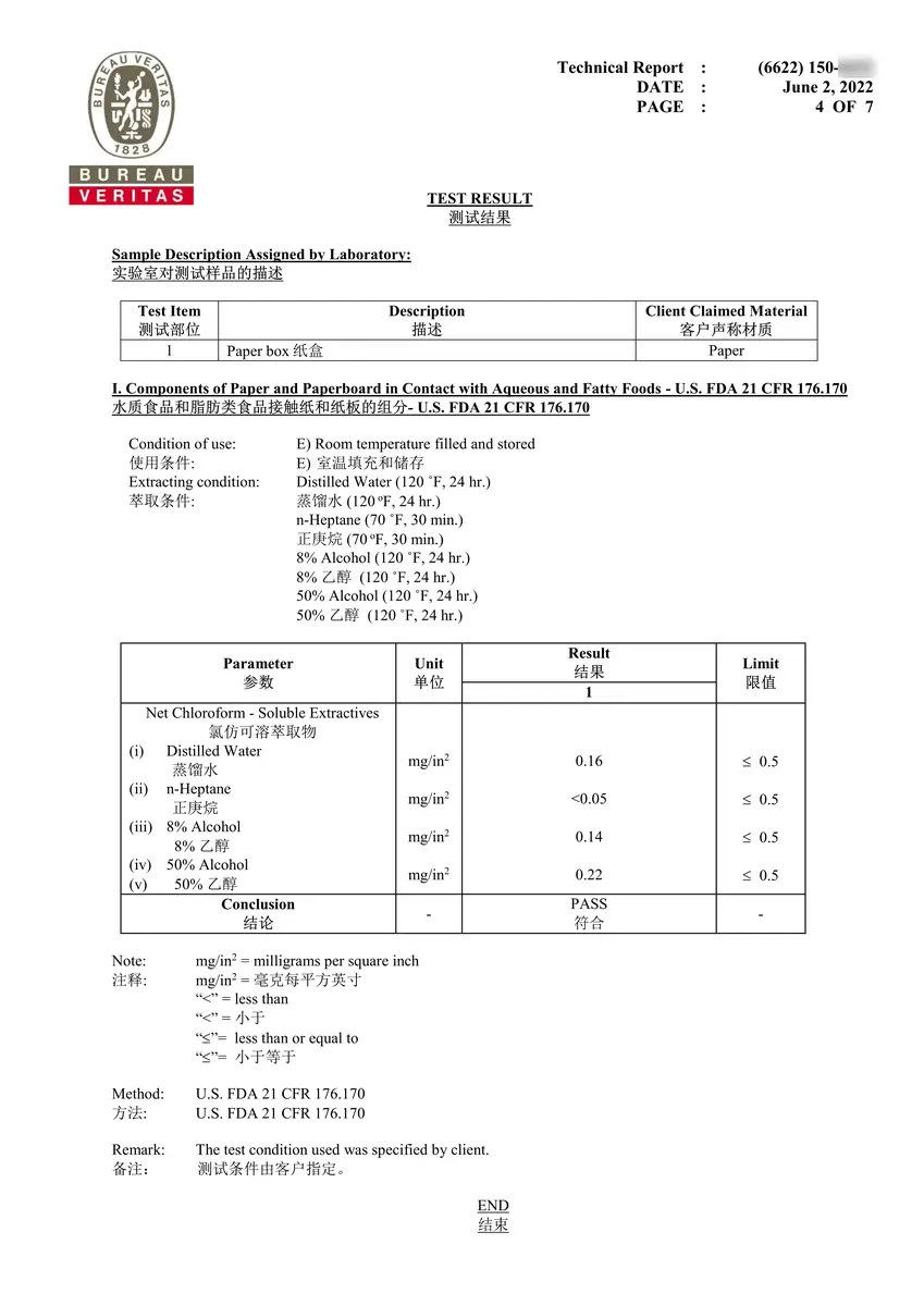 Certificat de boîte de papier