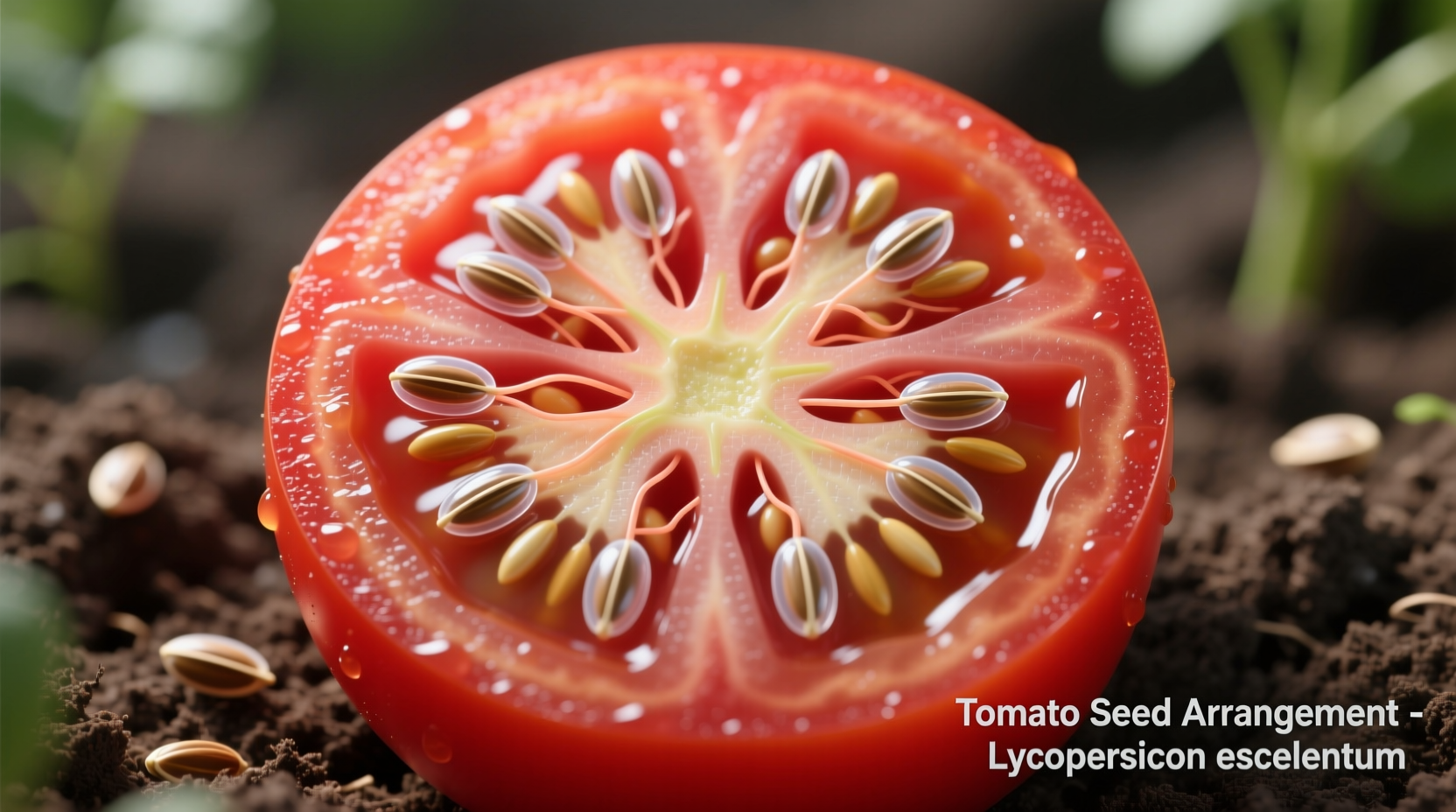 Cross-section of tomato showing seed arrangement
