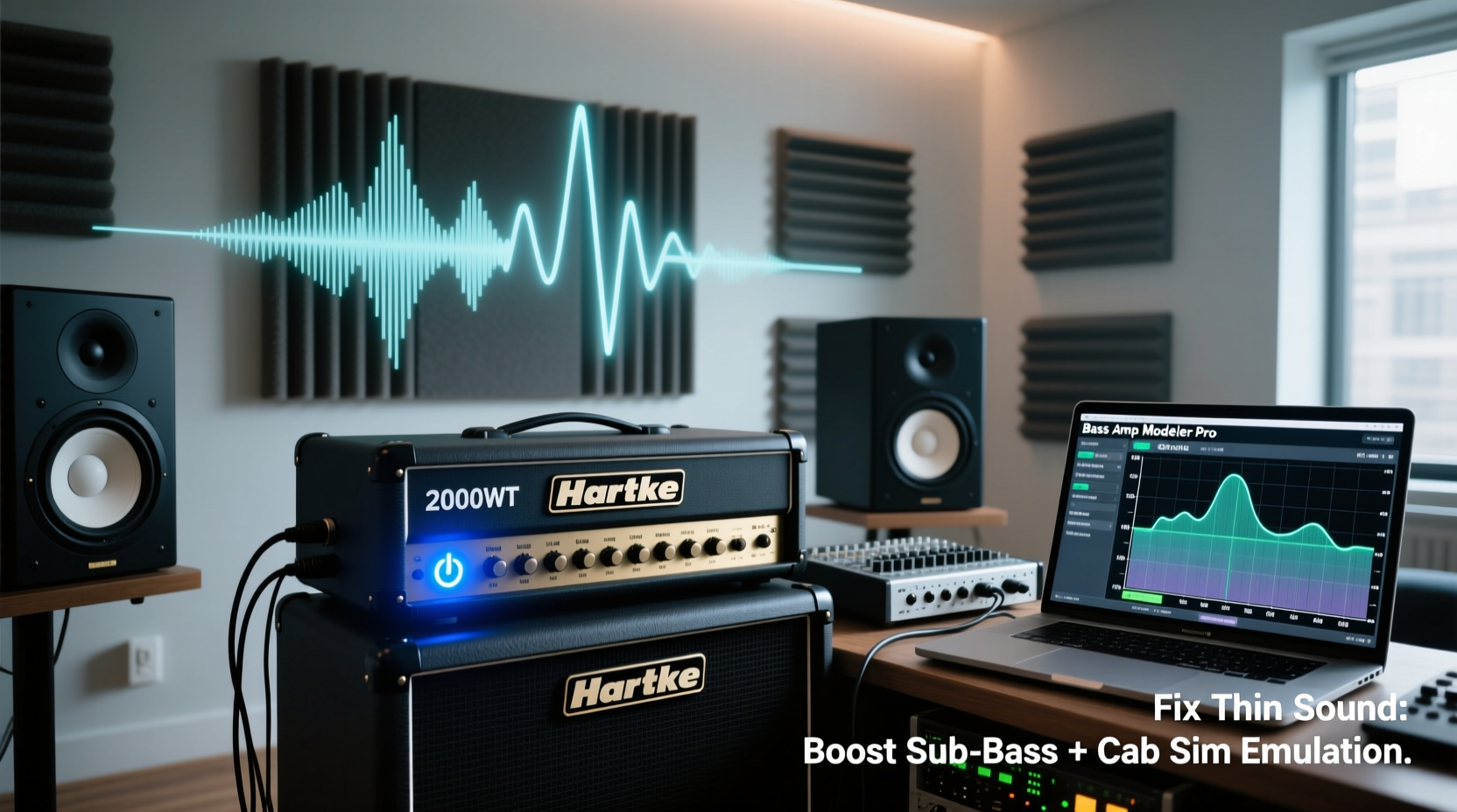 Why does the Hartke Bass Amplifier Head 2000WT sound thin in apartment practice sessions in 2026 — and how to fix it with cab sim & EQ settings