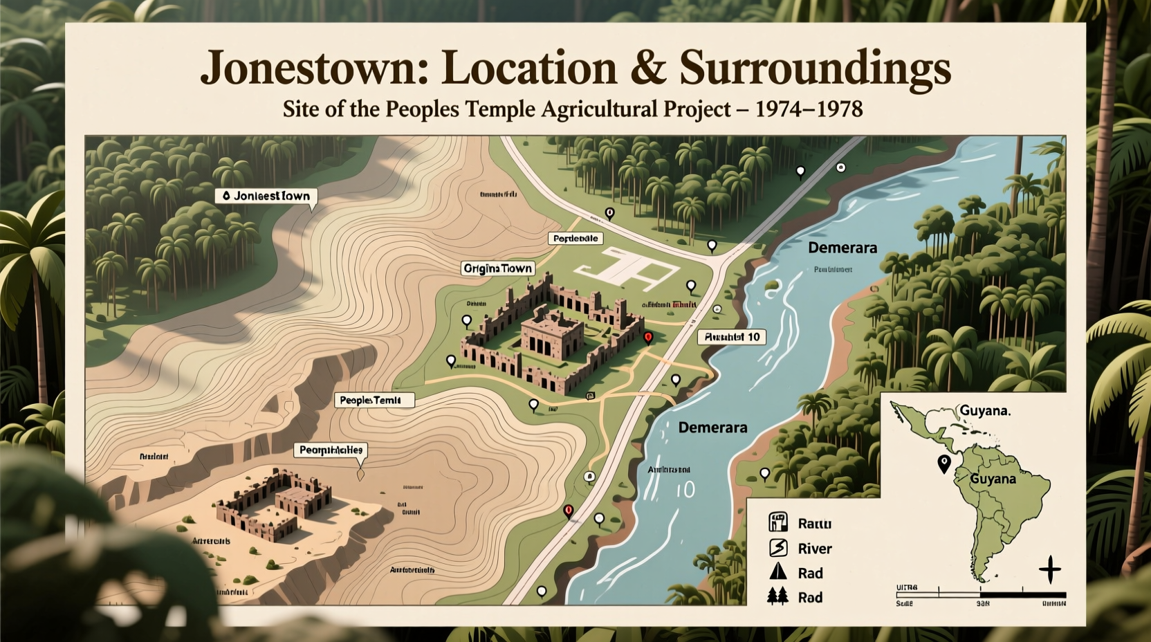 how to locate jonestown on a map a clear guide to finding the famous site and its surroundings