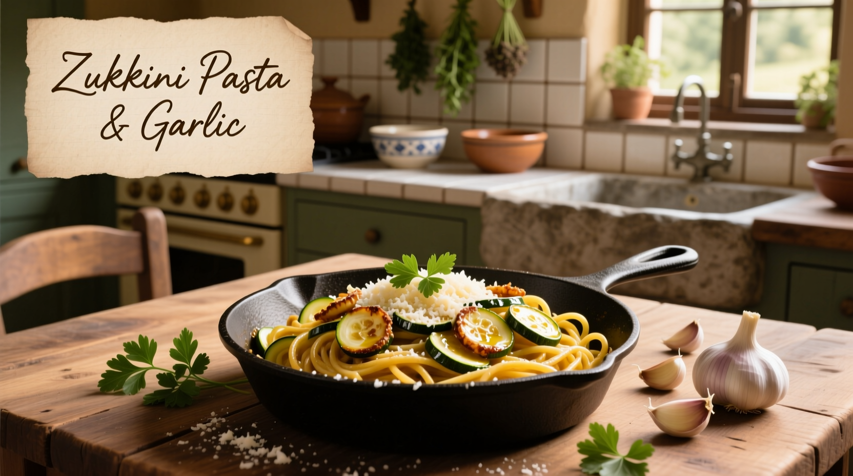 Zucchini Pasta with Garlic Recipe (Ready in 20 Minutes)