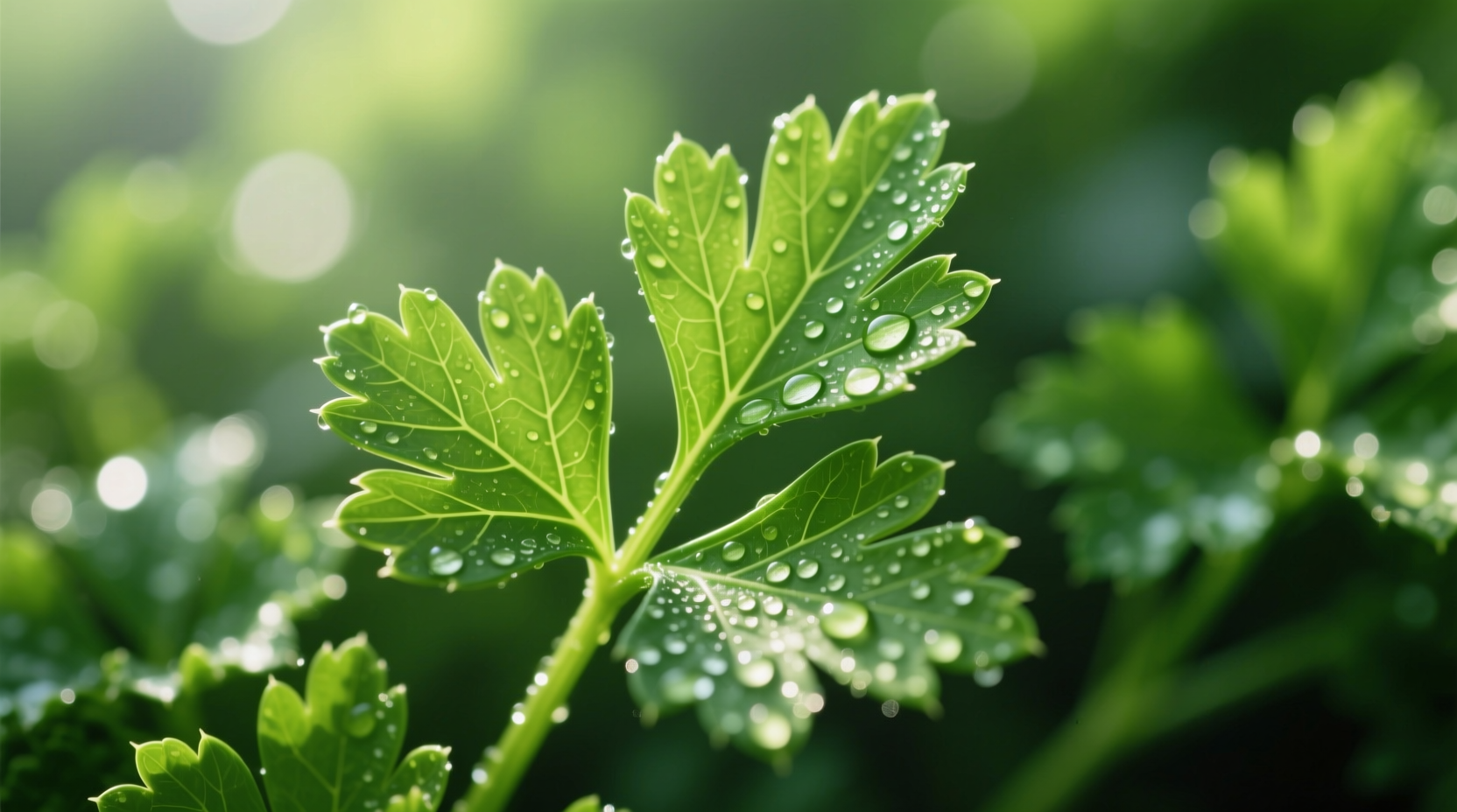 Close-up of vibrant green Ashton parsley leaves