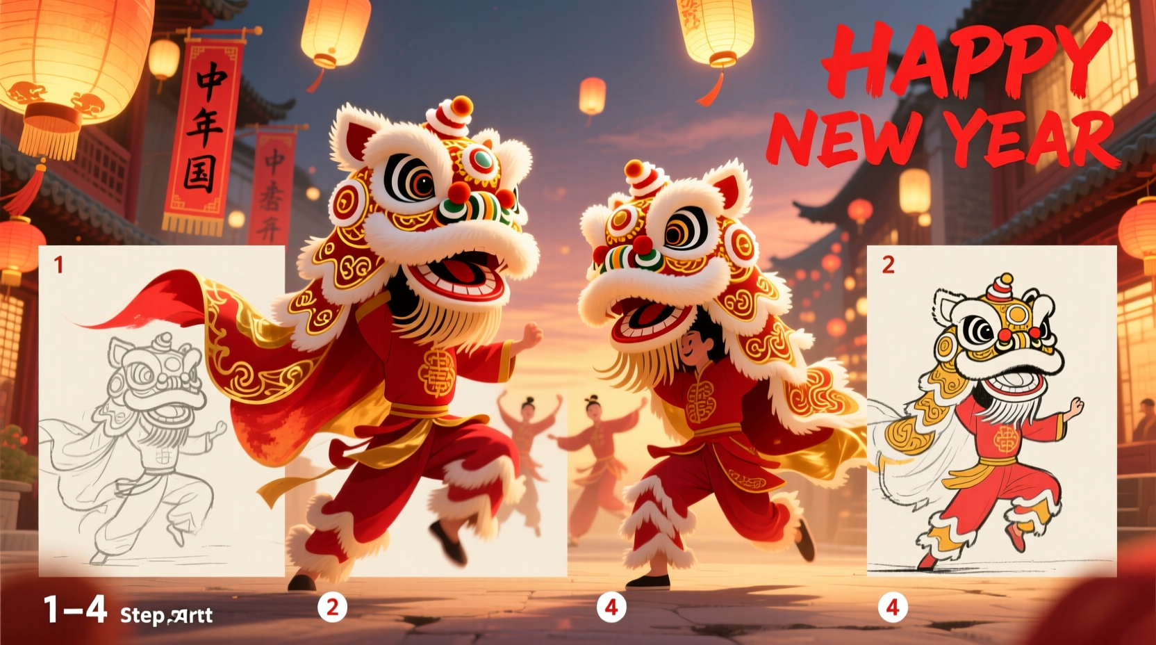 how to draw chinese new year