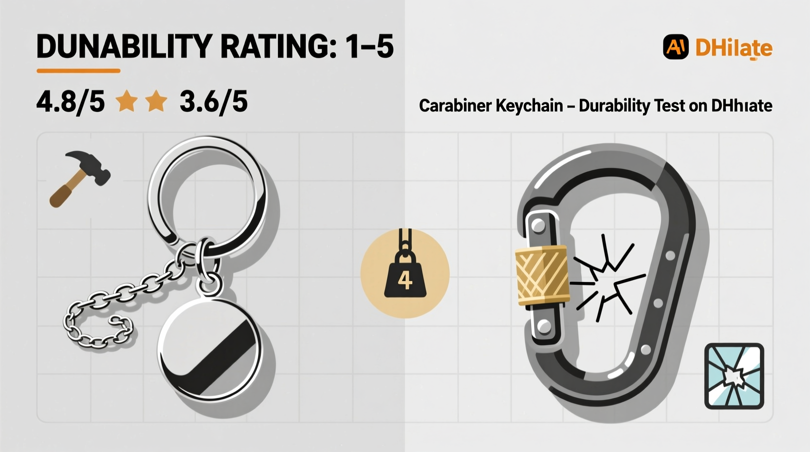 pendant keychain or carabiner keychain which ones less likely to break on dhgate